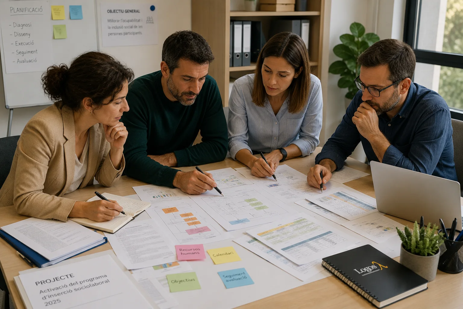 Equip tècnic treballant sobre la planificació d’un projecte