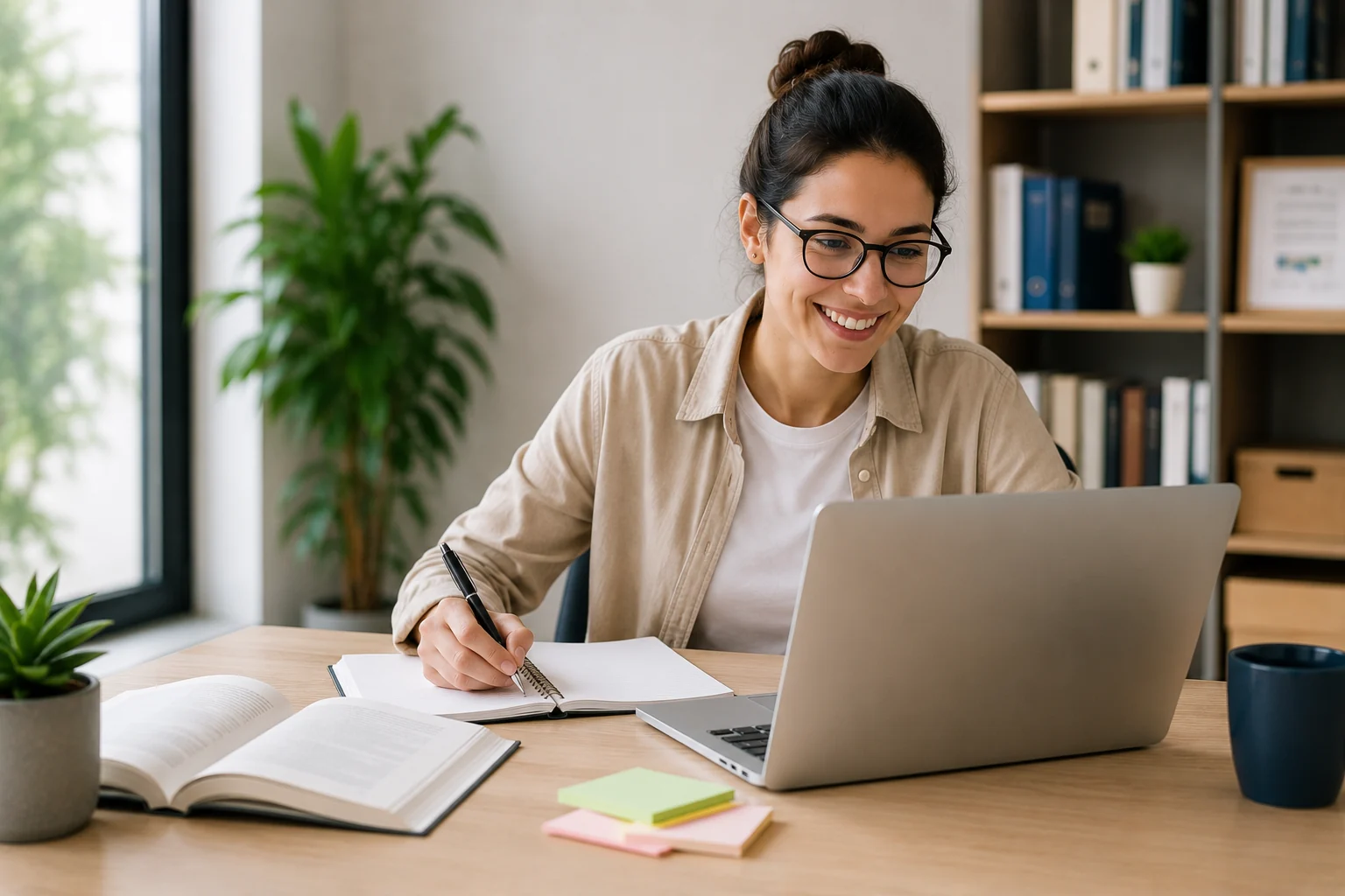 Persona reforçant competències professionals en un entorn de treball
