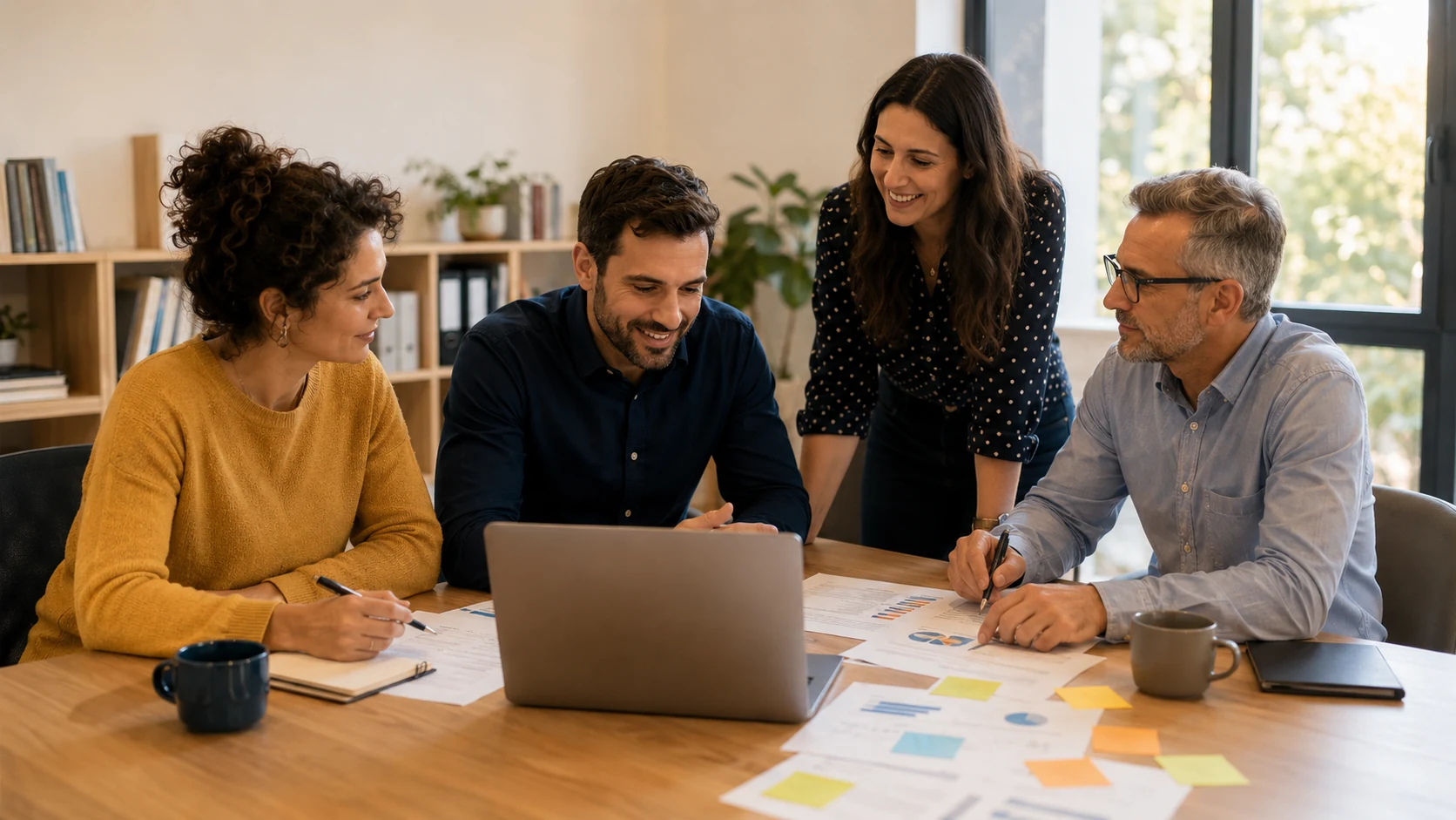 Equip treballant conjuntament en la definició d'una resposta adaptada a un projecte social